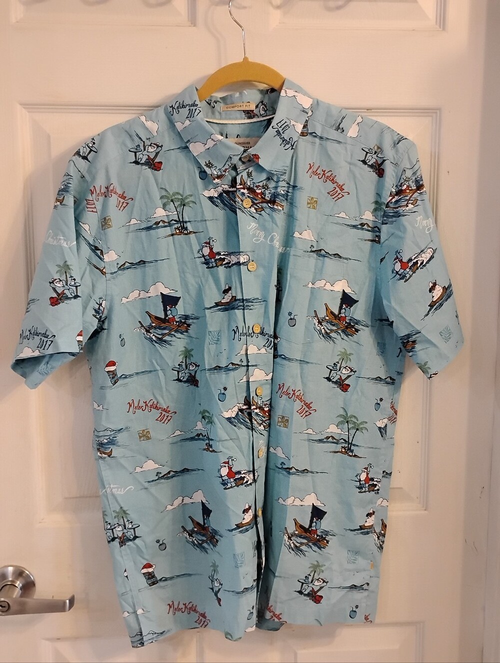 Quiksilver Waterman Light Blue Colorway Button-down Shirt, Size: M